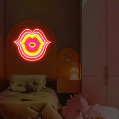 Geometric Lips UV Neon Sign