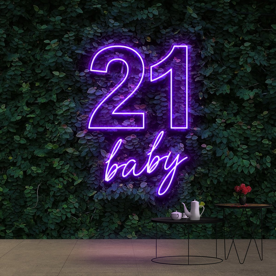 "21 BABY BIRTHDAY" NEON SIGN