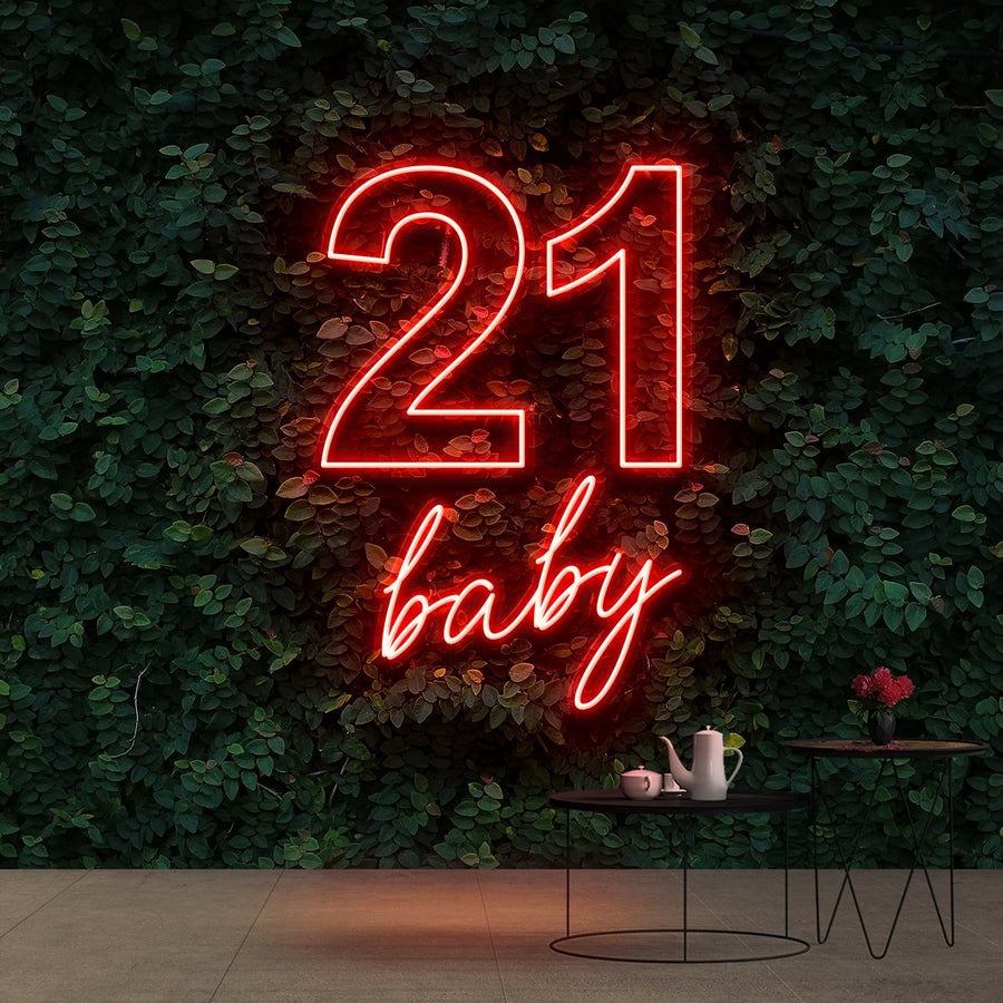 "21 BABY BIRTHDAY" NEON SIGN