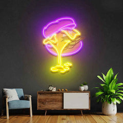 Burger UV Print Neon Sign