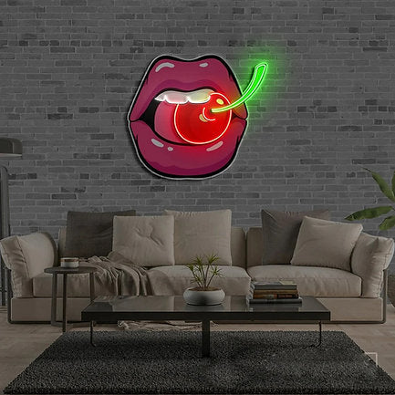 Cherry Lips UV Print Neon Sign