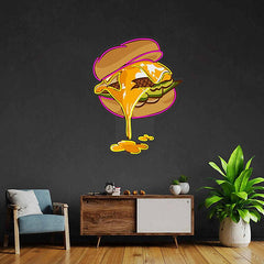 Burger UV Print Neon Sign