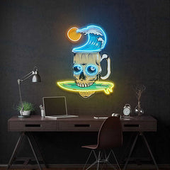 Beach Skull UV Print Neon Sign