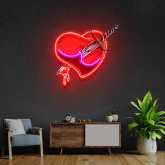 Heart Sword UV Print Neon Sign