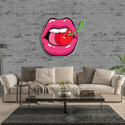 Cherry Lips UV Print Neon Sign