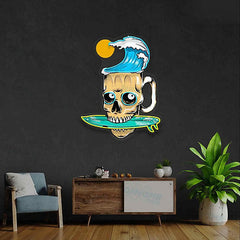 Beach Skull UV Print Neon Sign