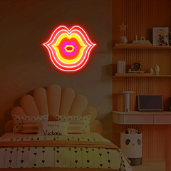 Geometric Lips UV Neon Sign