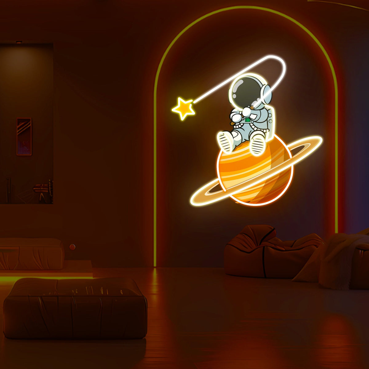 Astronaut in Space UV Neon Sign