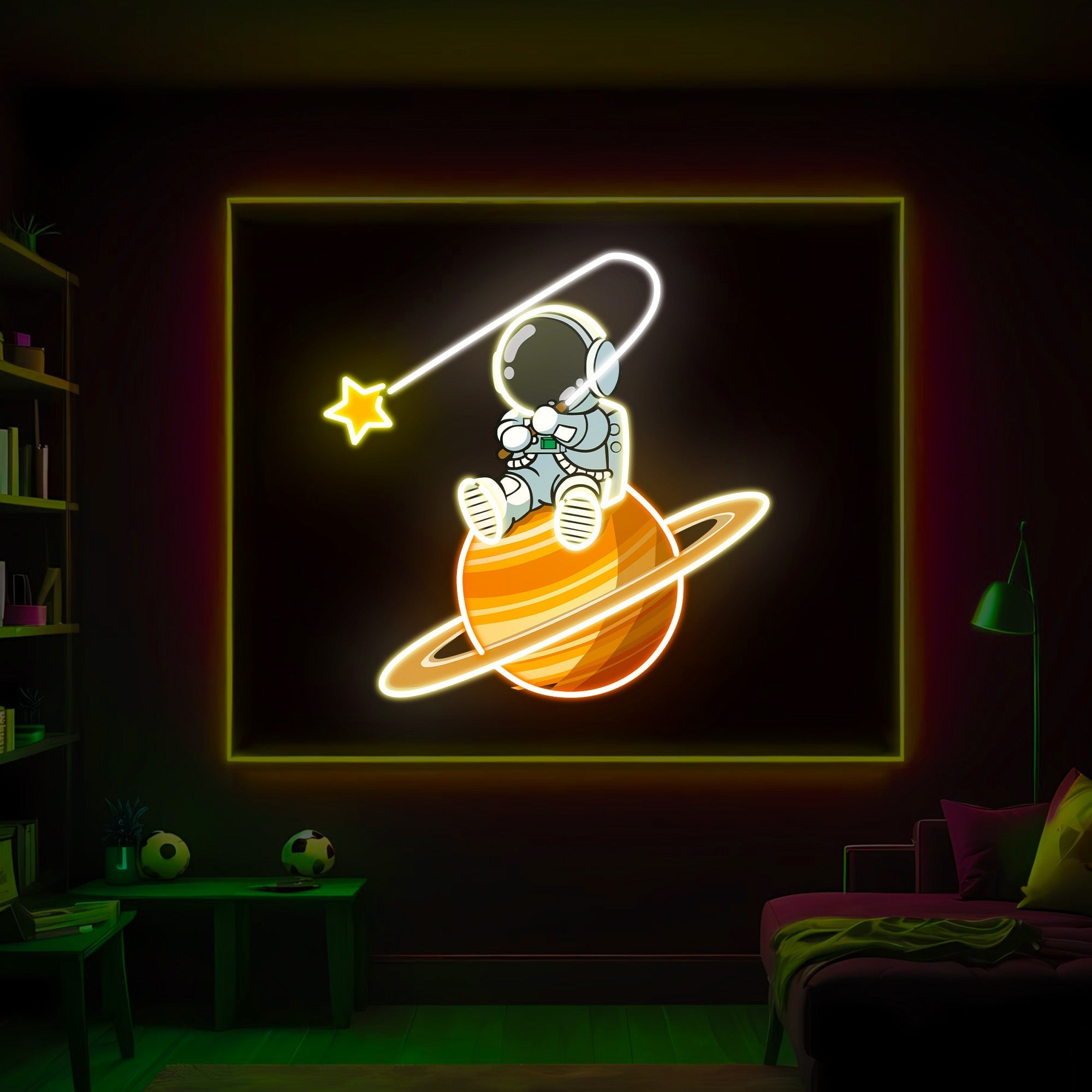 Astronaut in Space UV Neon Sign