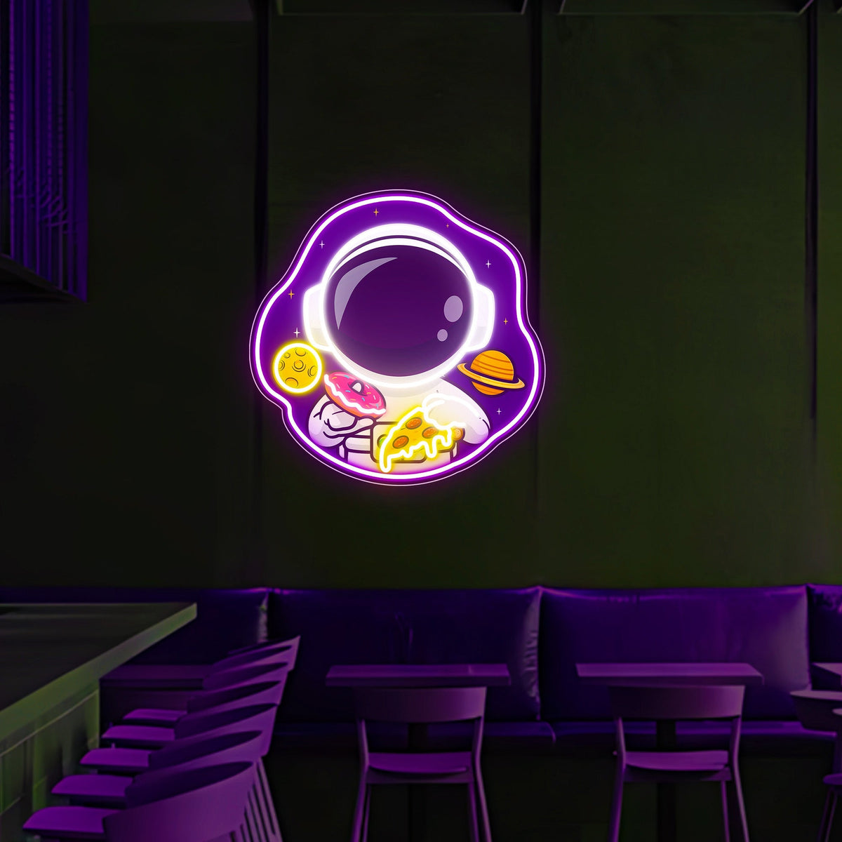 Astronaut in UV Donut Neon Sign