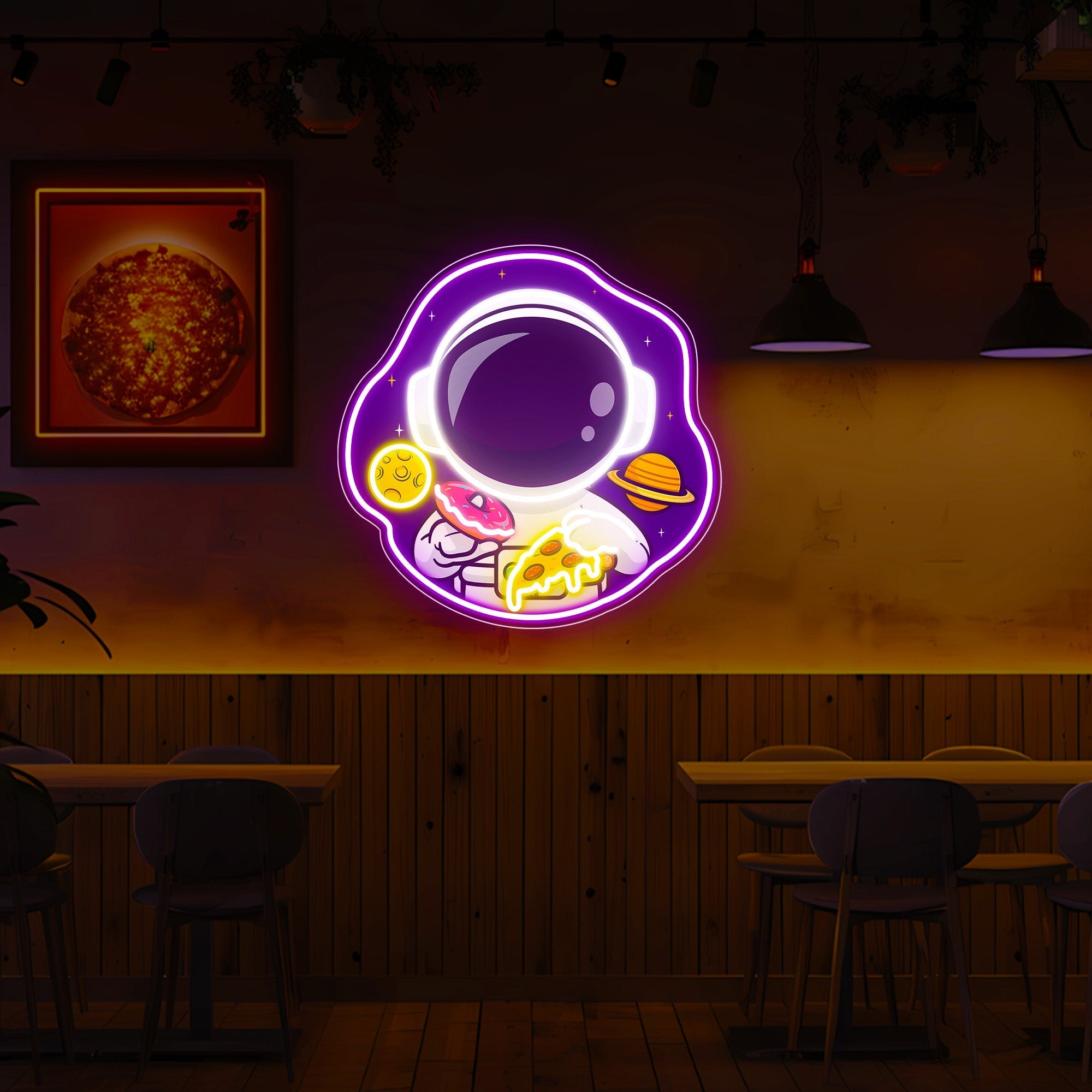 Astronaut in UV Donut Neon Sign