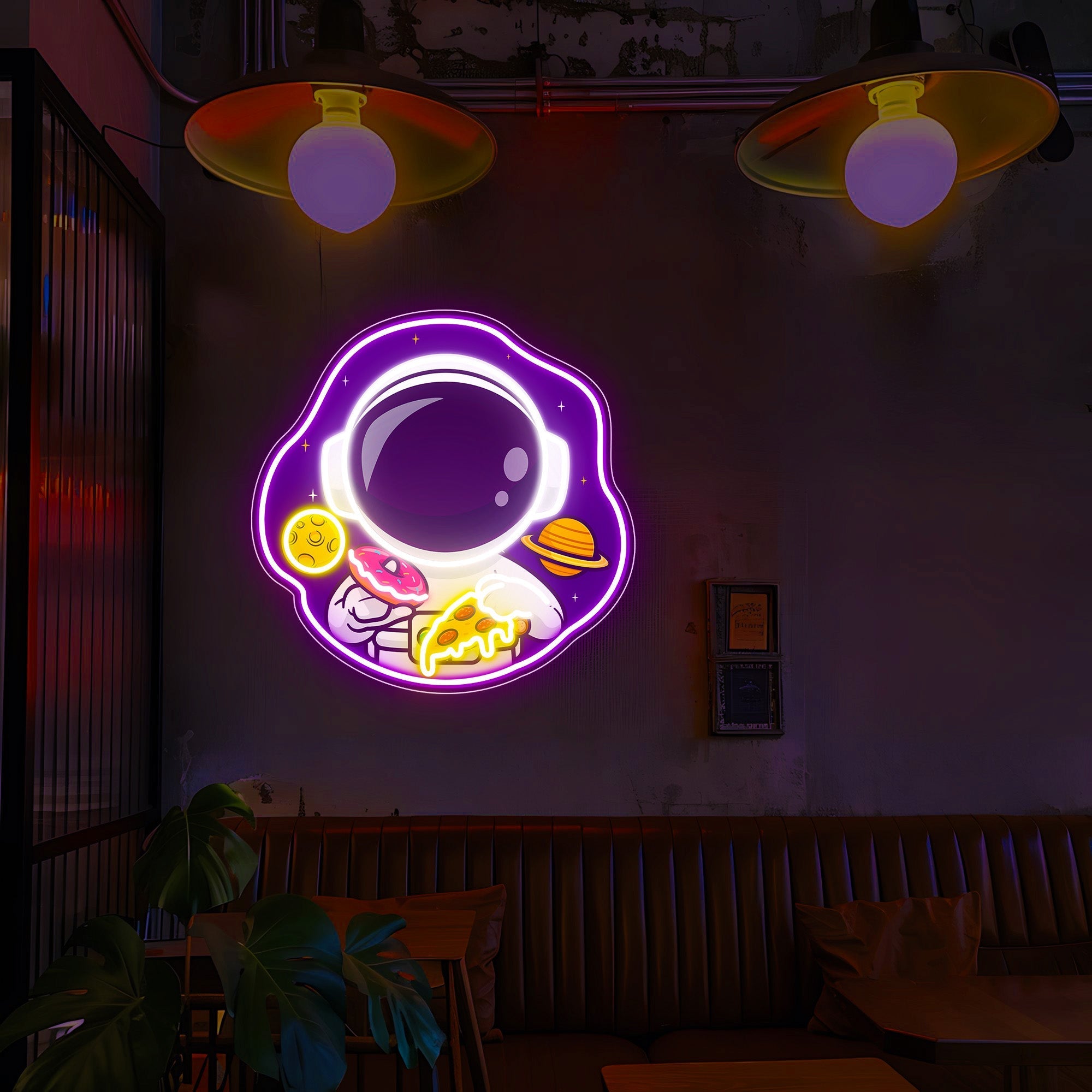 Astronaut in UV Donut Neon Sign