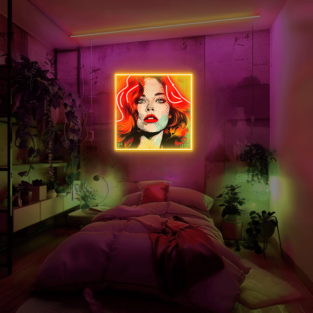 Girl Pop Art UV Neon Sign