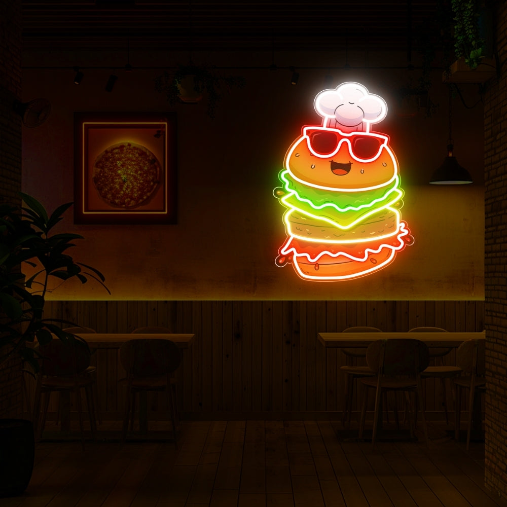 Happy Burger UV Neon Sign