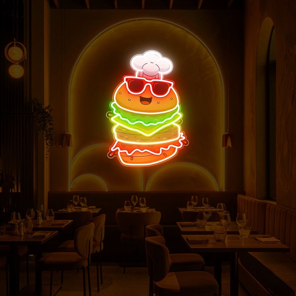 Happy Burger UV Neon Sign