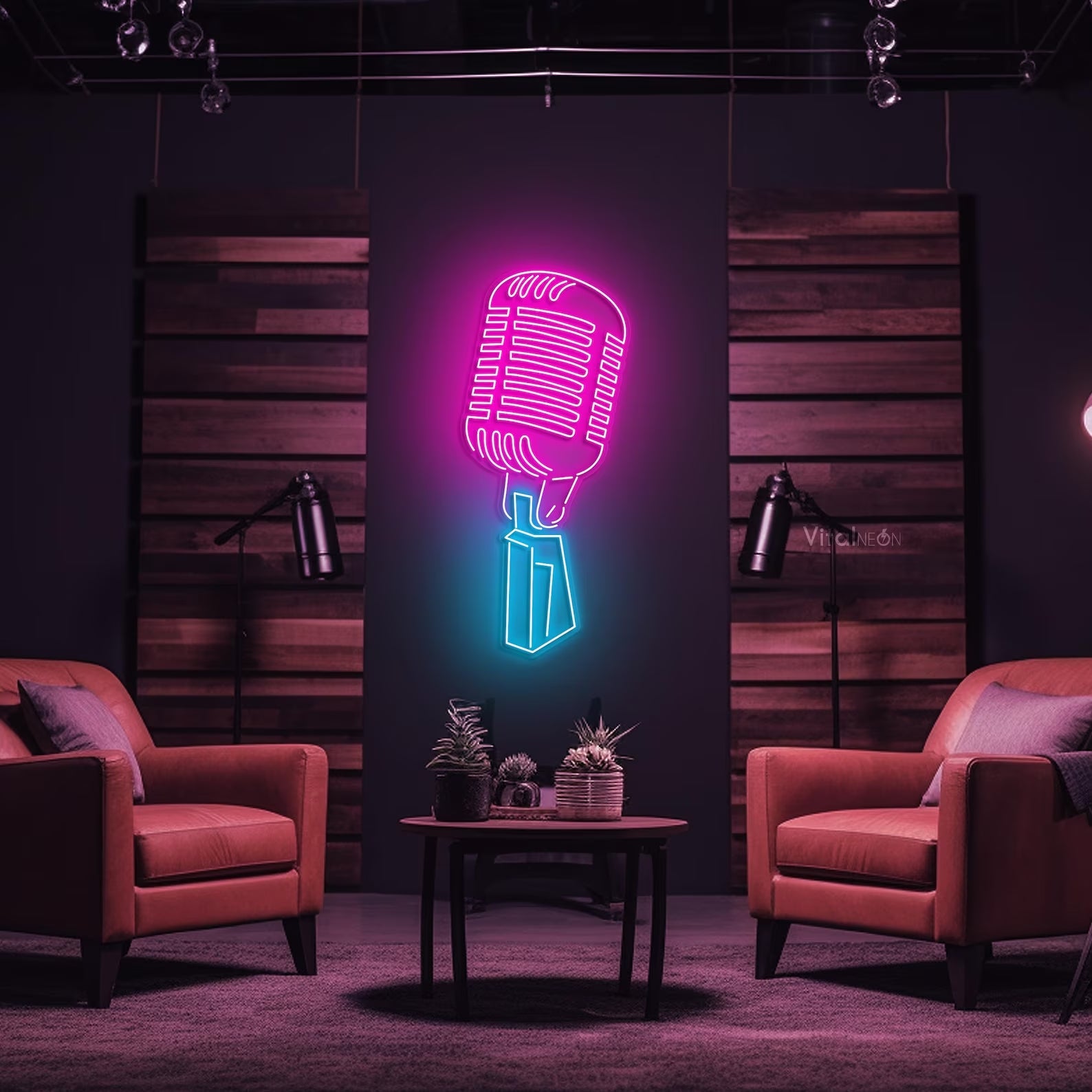 Retro Microphone Neon Sign