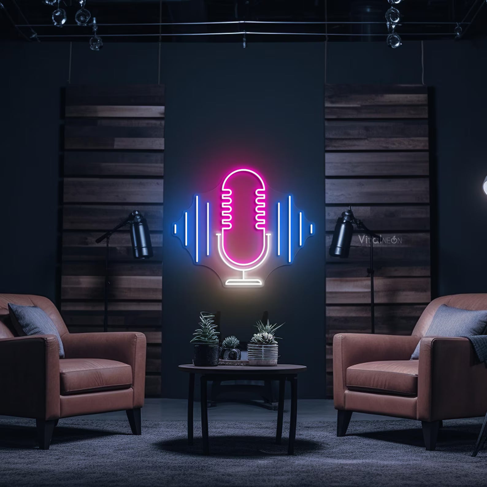 Microphone Neon Sign For Podcast