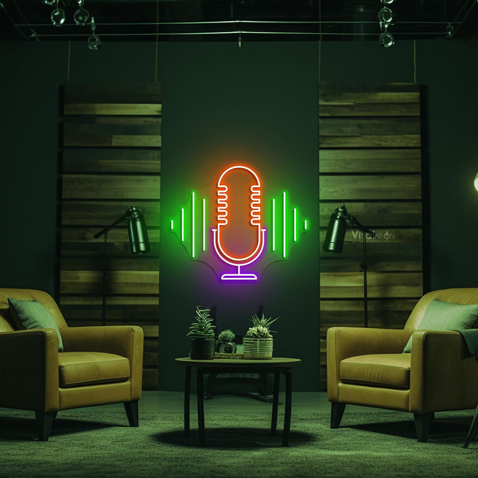 Microphone Neon Sign For Podcast