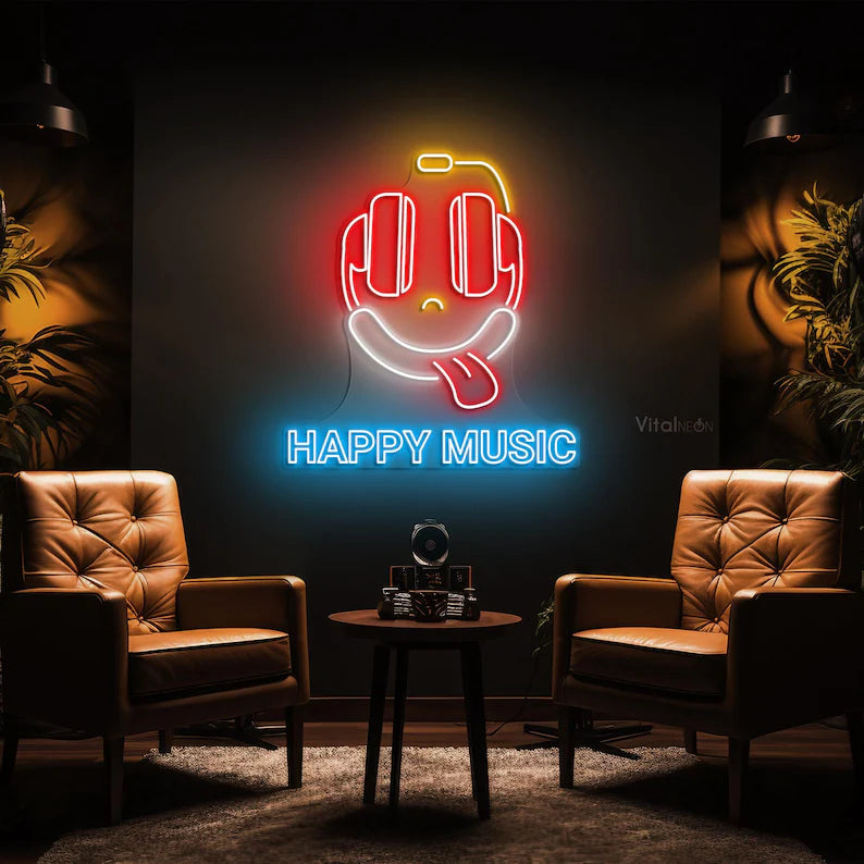 Happy Music Neon Sign