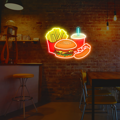 Fries, Burger, Drink UV Neon Sign