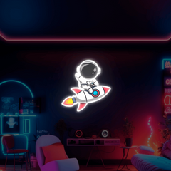 Astronaut Rocket UV Neon Sign