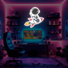 Astronaut Rocket UV Neon Sign